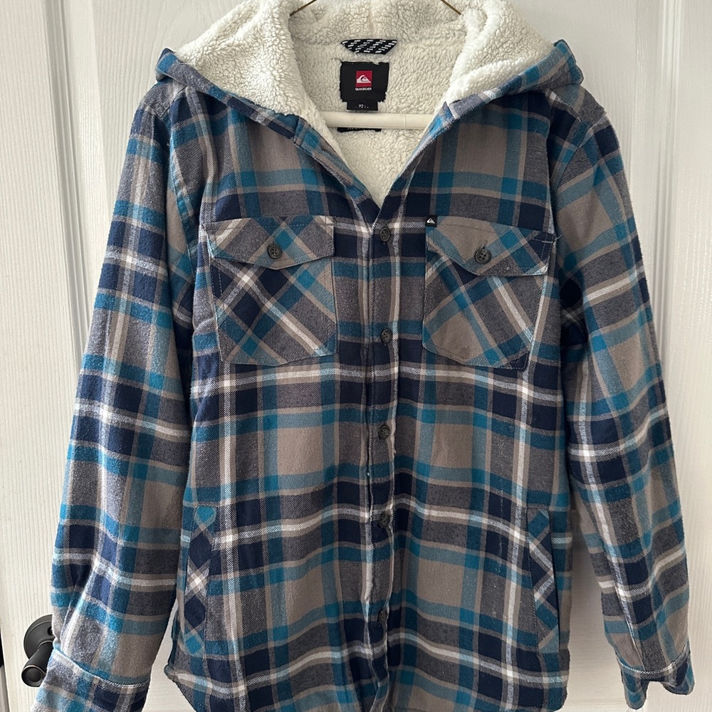 Quiksilver Plaid Blue and Gray Kids Jacket